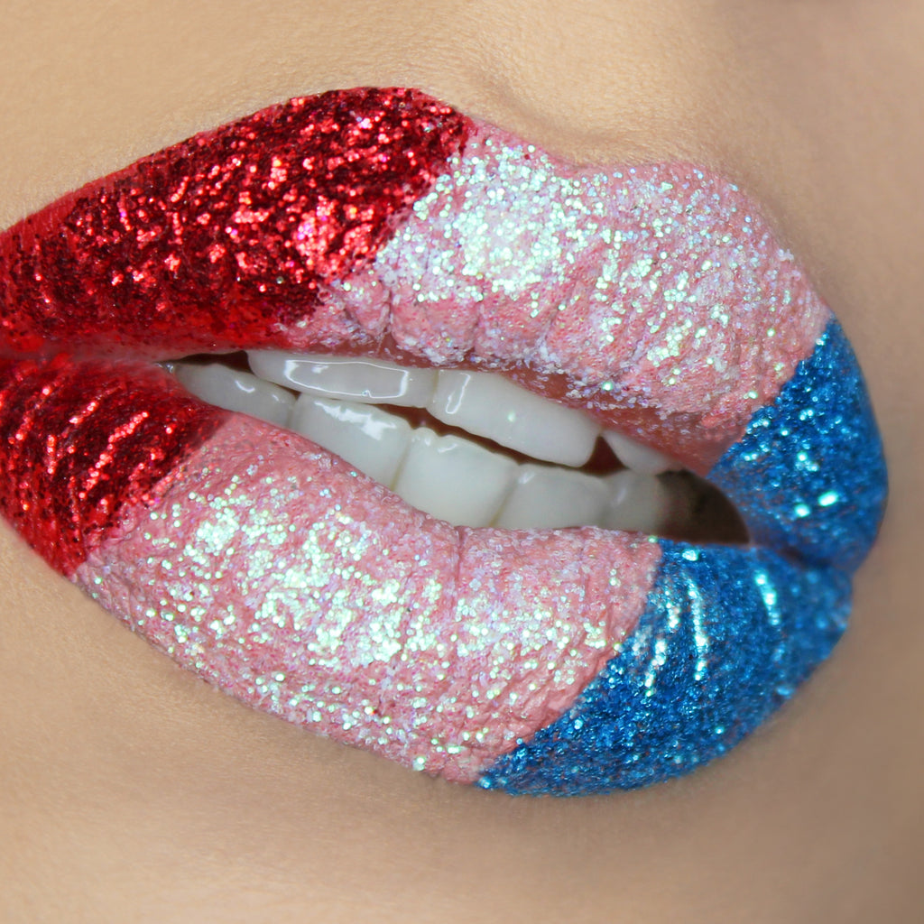 Red, White & Blue Glitter Lips!